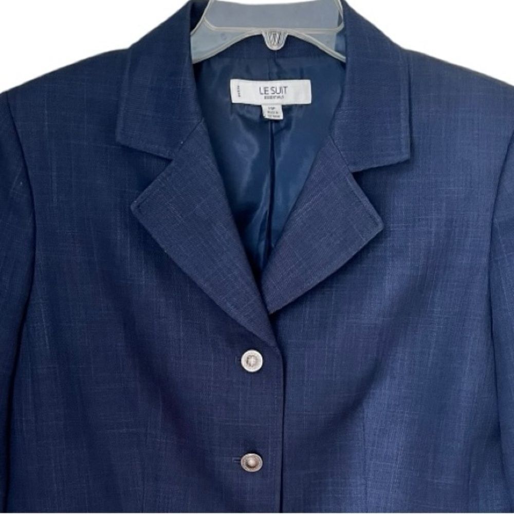 Le Suit Collection Women's Navy Blue Career Work Blazer Suit Jacket Size 14P - Picture 4 of 10